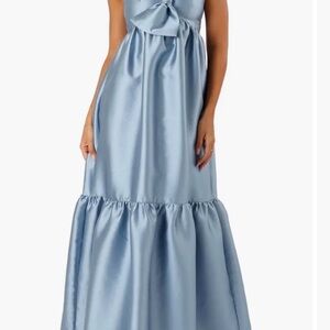 Petal & Pup Satin Maxi Dress in Light Blue